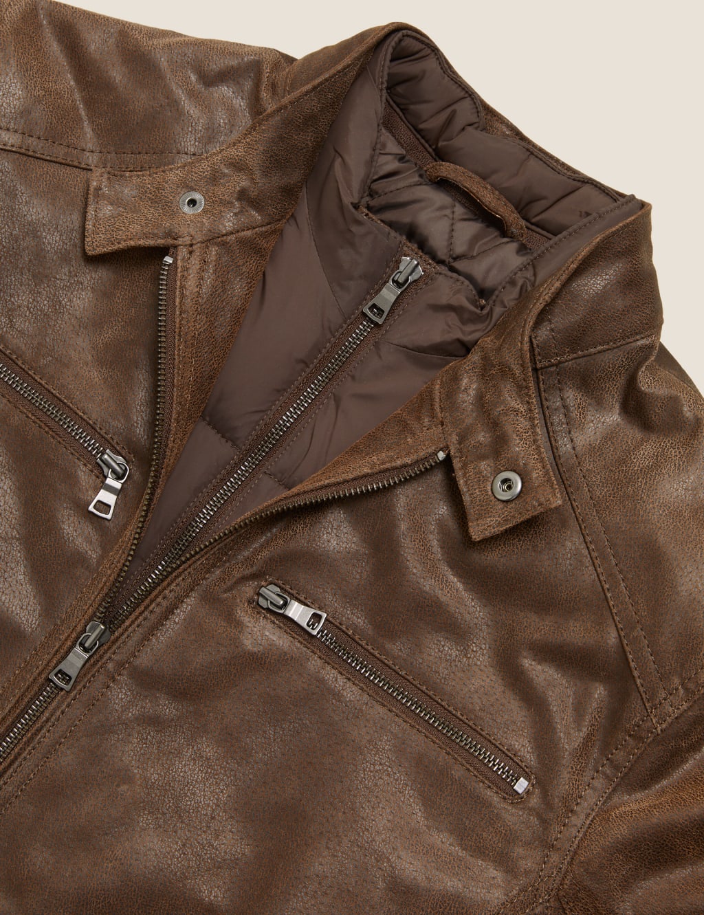 Leather Double Collar Biker Jacket 9 of 10