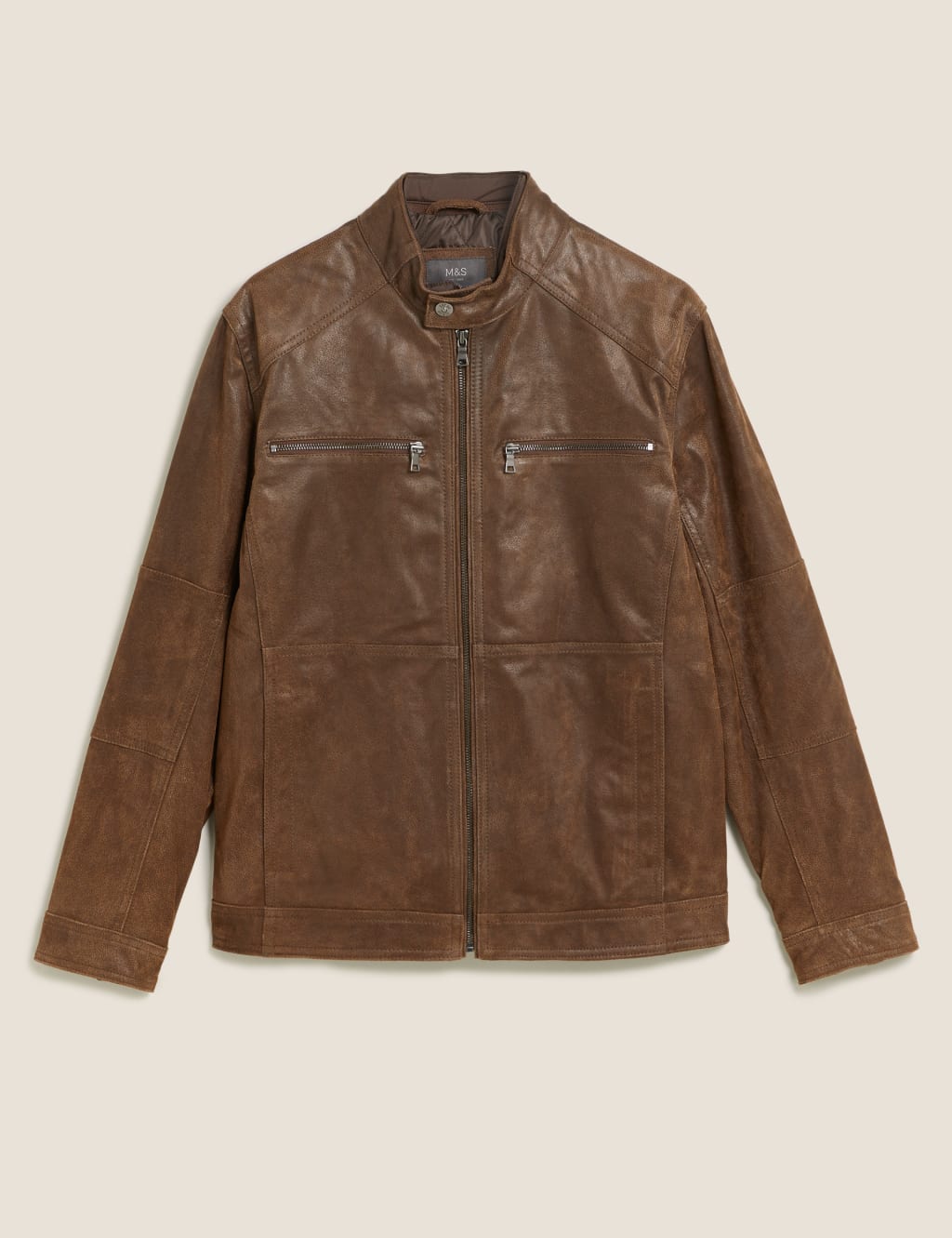 Leather Double Collar Biker Jacket 2 of 10