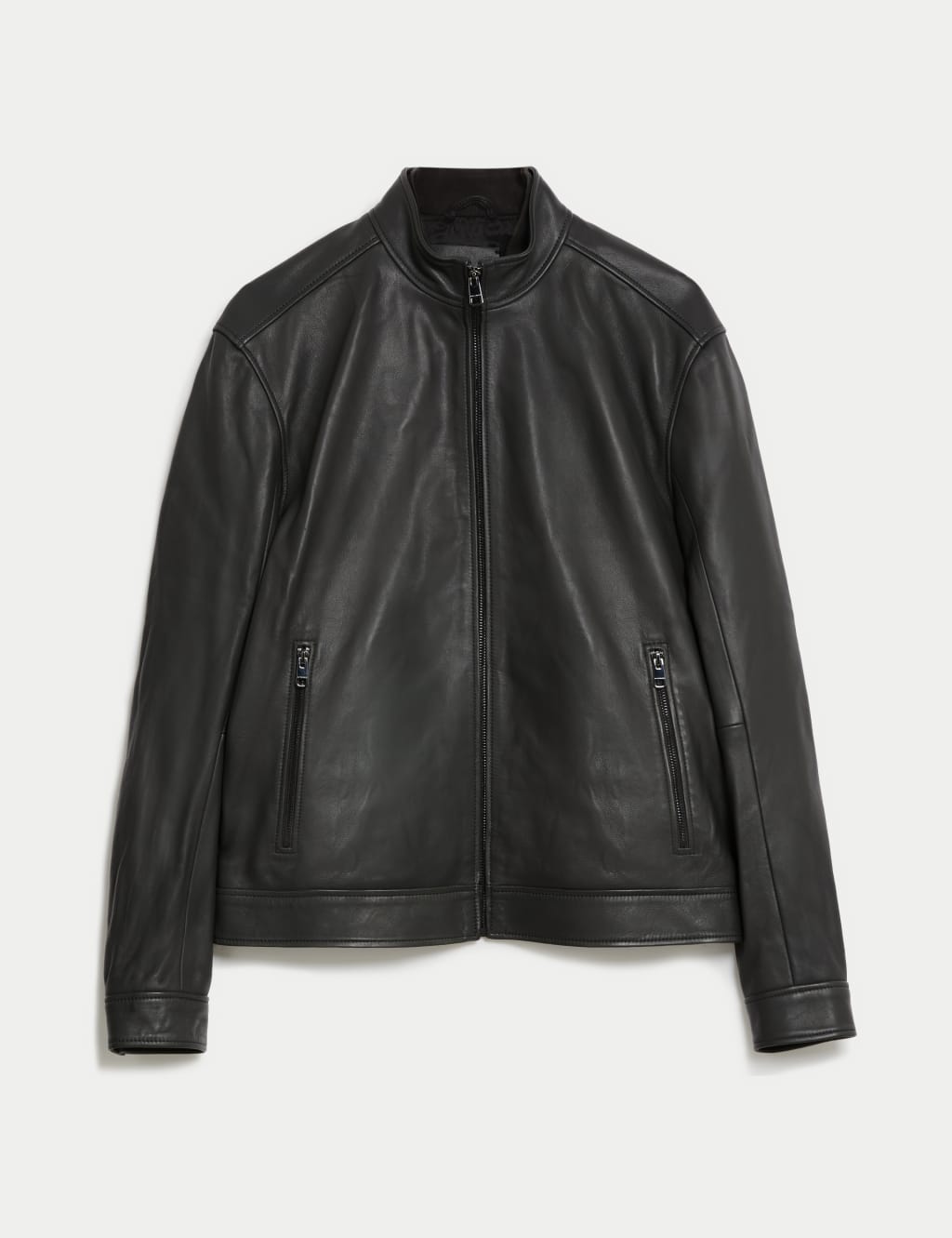 M&s black leather jacket online