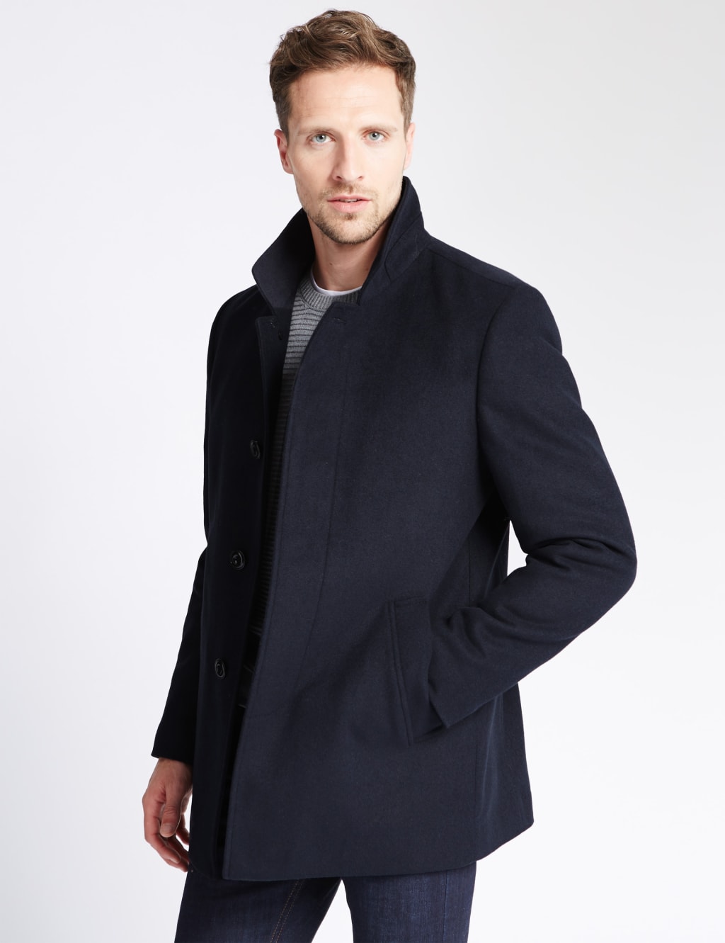 Funnel Neck Coat M S Collection M S