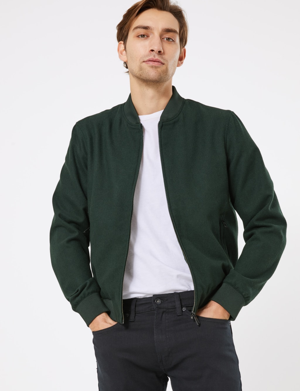 Wool Blend Bomber Jacket M S Collection M S
