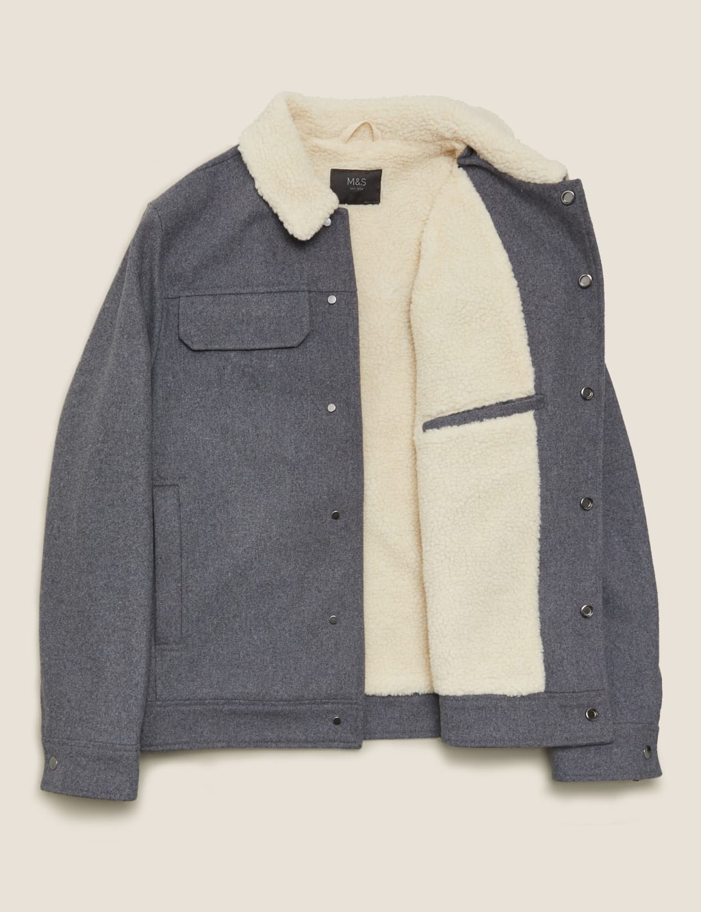 Wool Borg Lined Utility Coat M S Collection M S