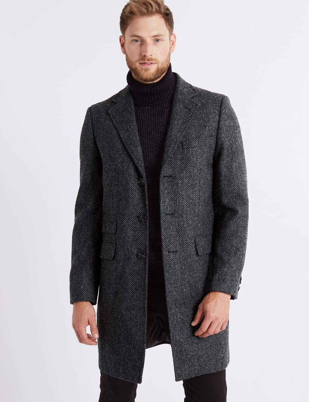 Pure Wool Textured Overcoat M S Collection Luxury M S