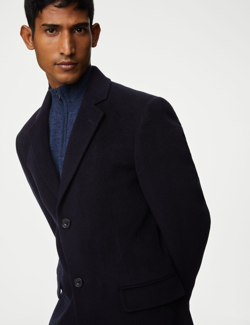 Wool Rich Revere Overcoat with Cashmere M S SARTORIAL M S