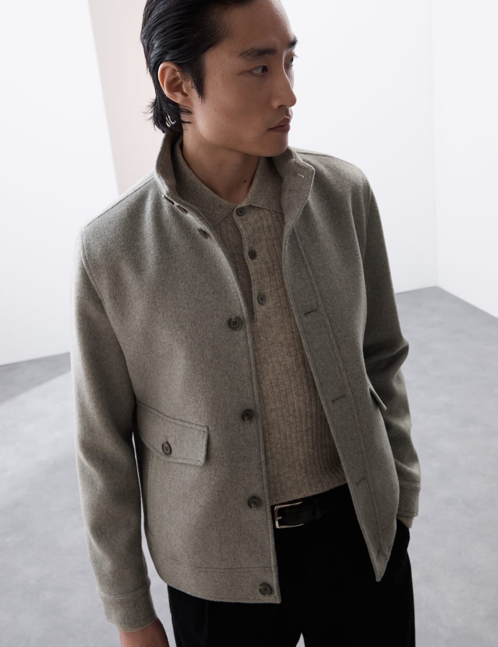 Wool Blend Funnel Neck Jacket Autograph M S