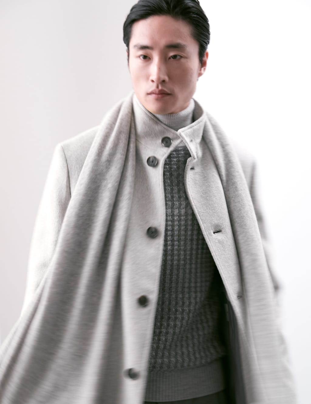 Wool Blend Funnel Neck Coat