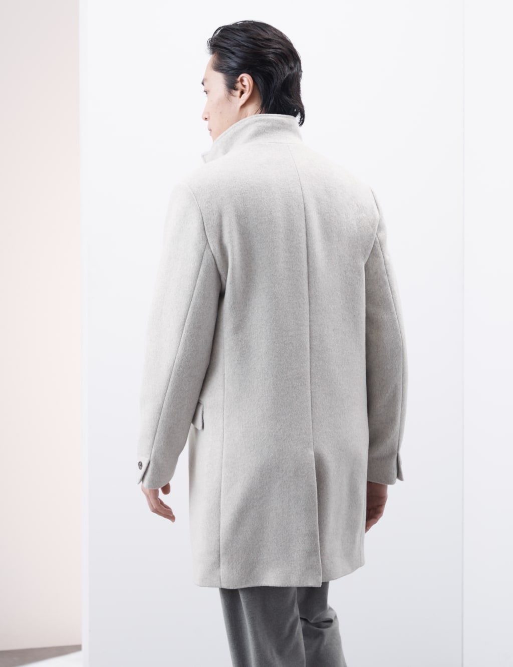 Wool Blend Funnel Neck Coat