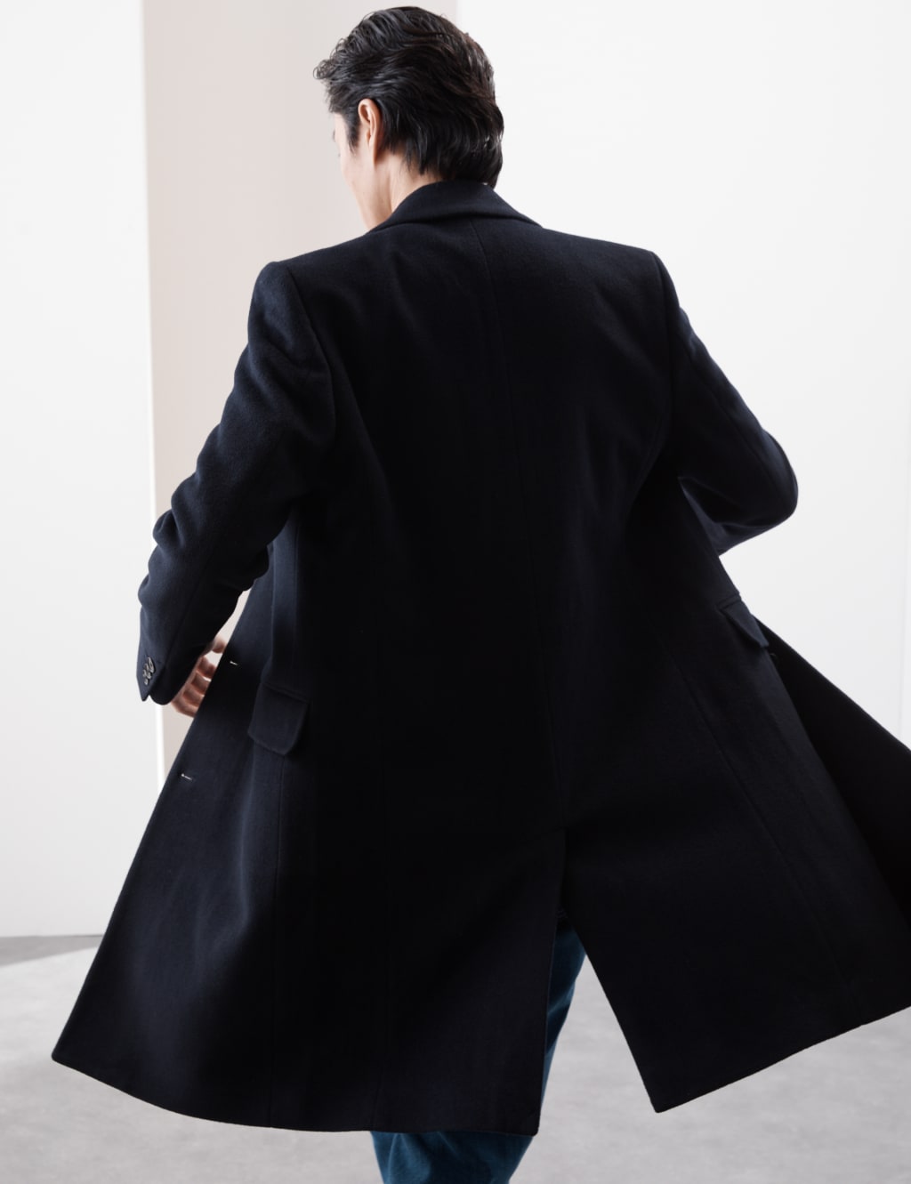 Wool Rich Revere Coat with Cashmere