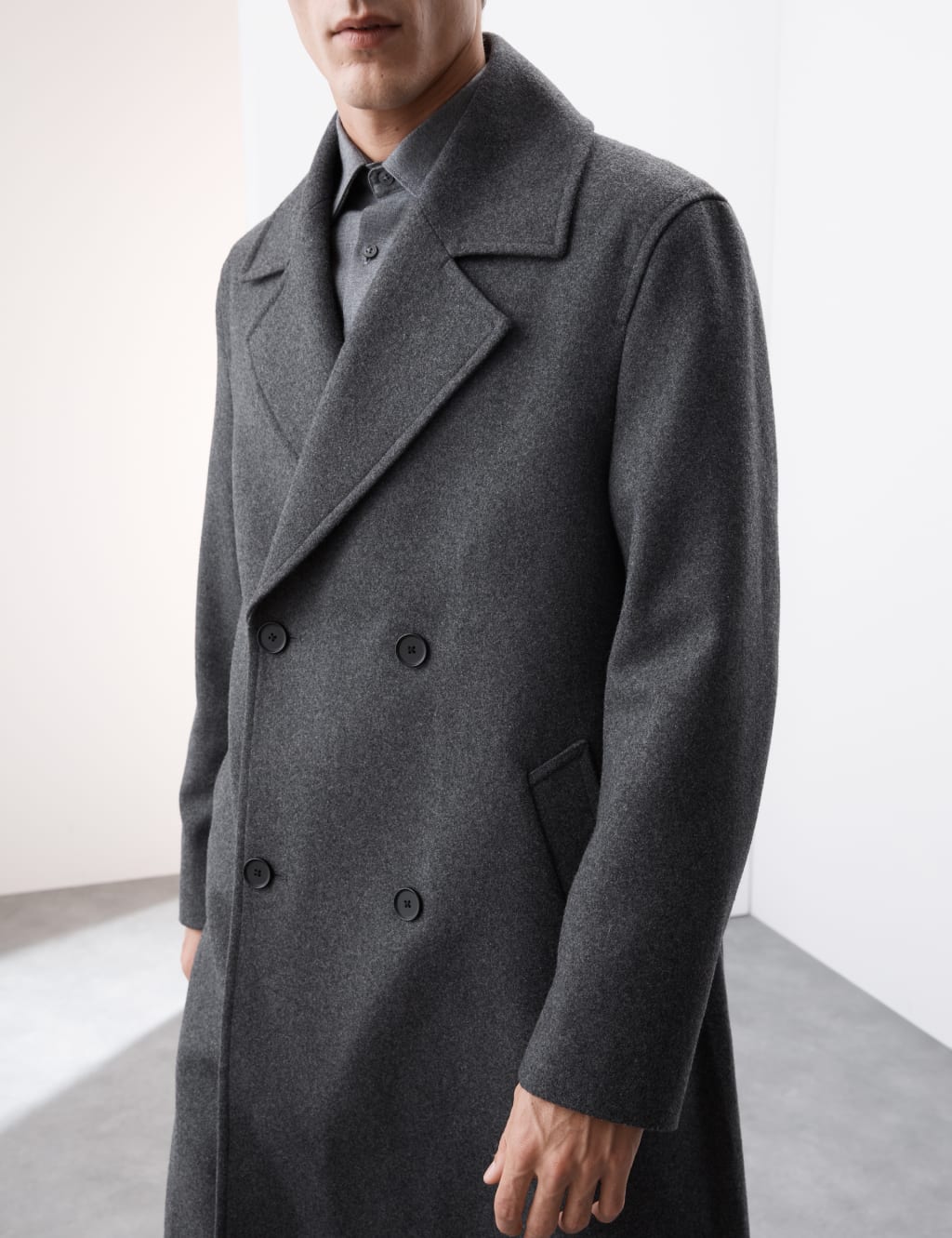 Wool Rich Double Breasted Revere Coat