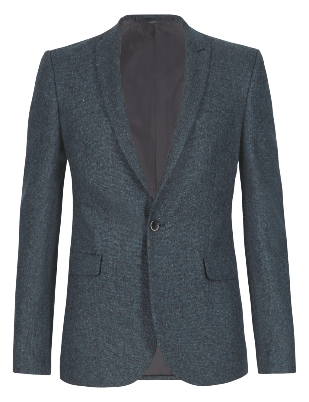Slim Fit 1 Button Textured Jacket with Wool 2 of 8