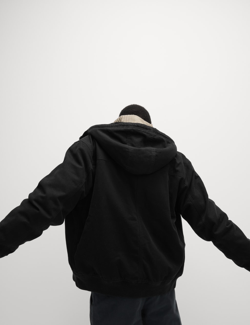 Black hooded borg lined jacket outlet