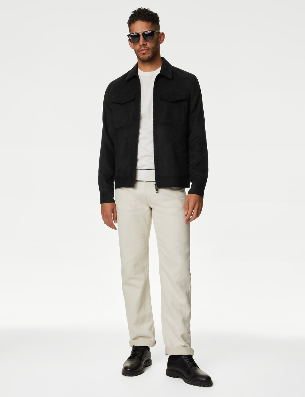 Faux Suede Harrington Jacket