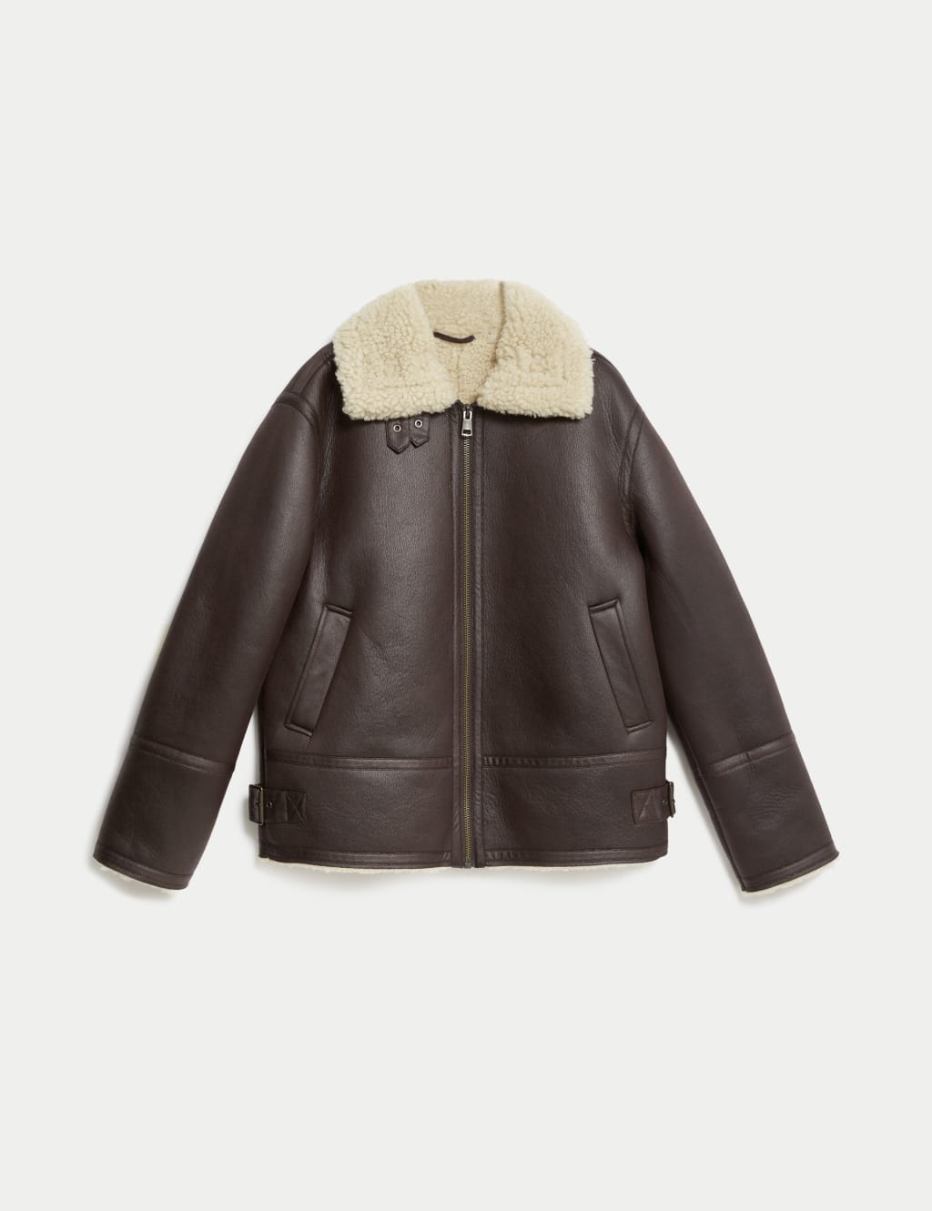 Faux Leather Aviator Jacket