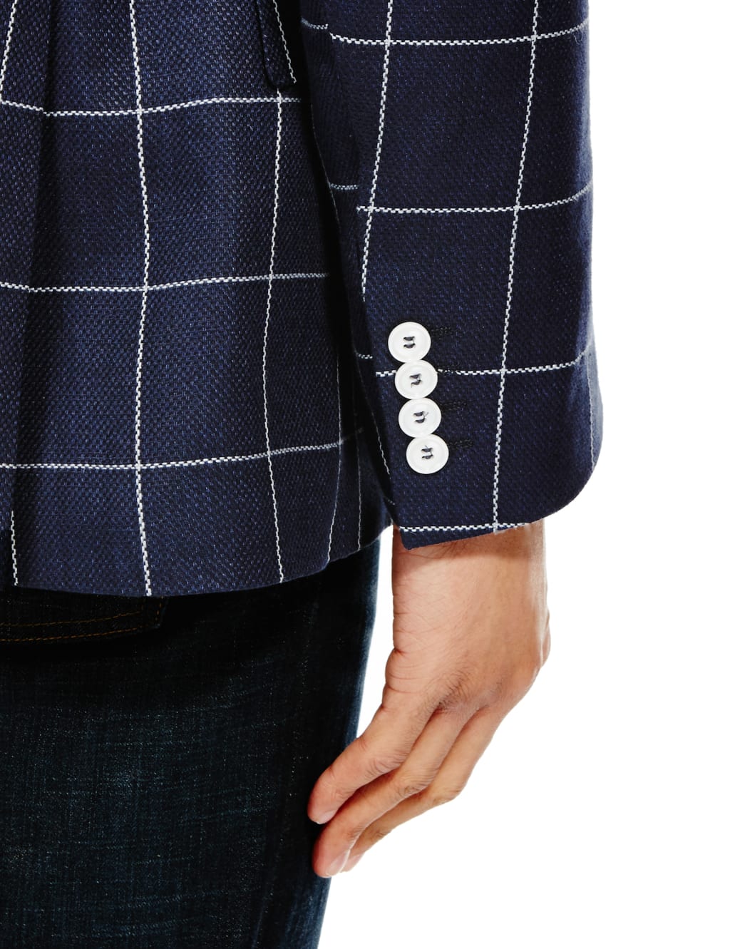 Linen Blend Tailored Fit 2 Button Windowpane Check Jacket 5 of 7