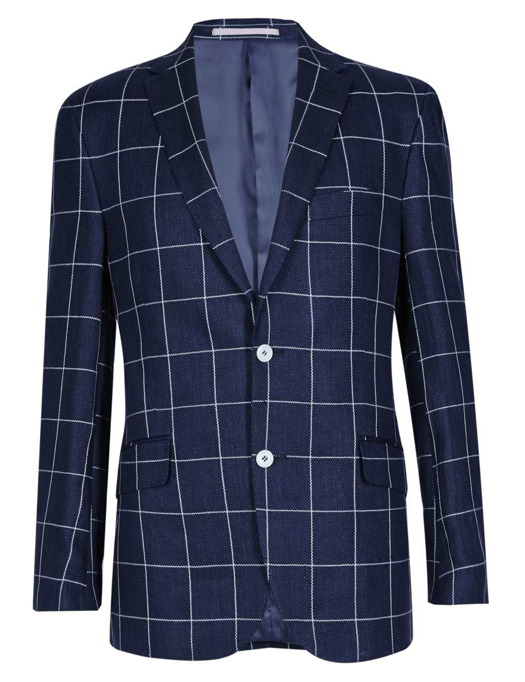 Linen Blend Tailored Fit 2 Button Windowpane Check Jacket 2 of 7