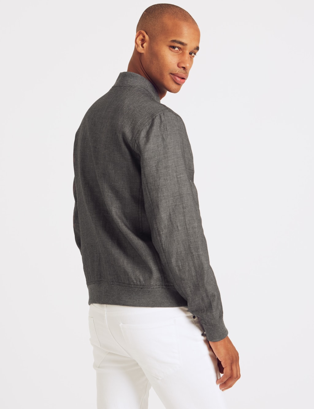 Linen Blend Baseball Bomber Jacket 4 of 7