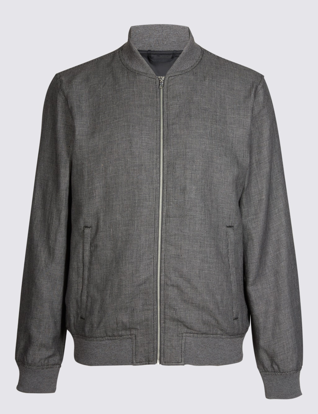 Linen Blend Baseball Bomber Jacket 2 of 7