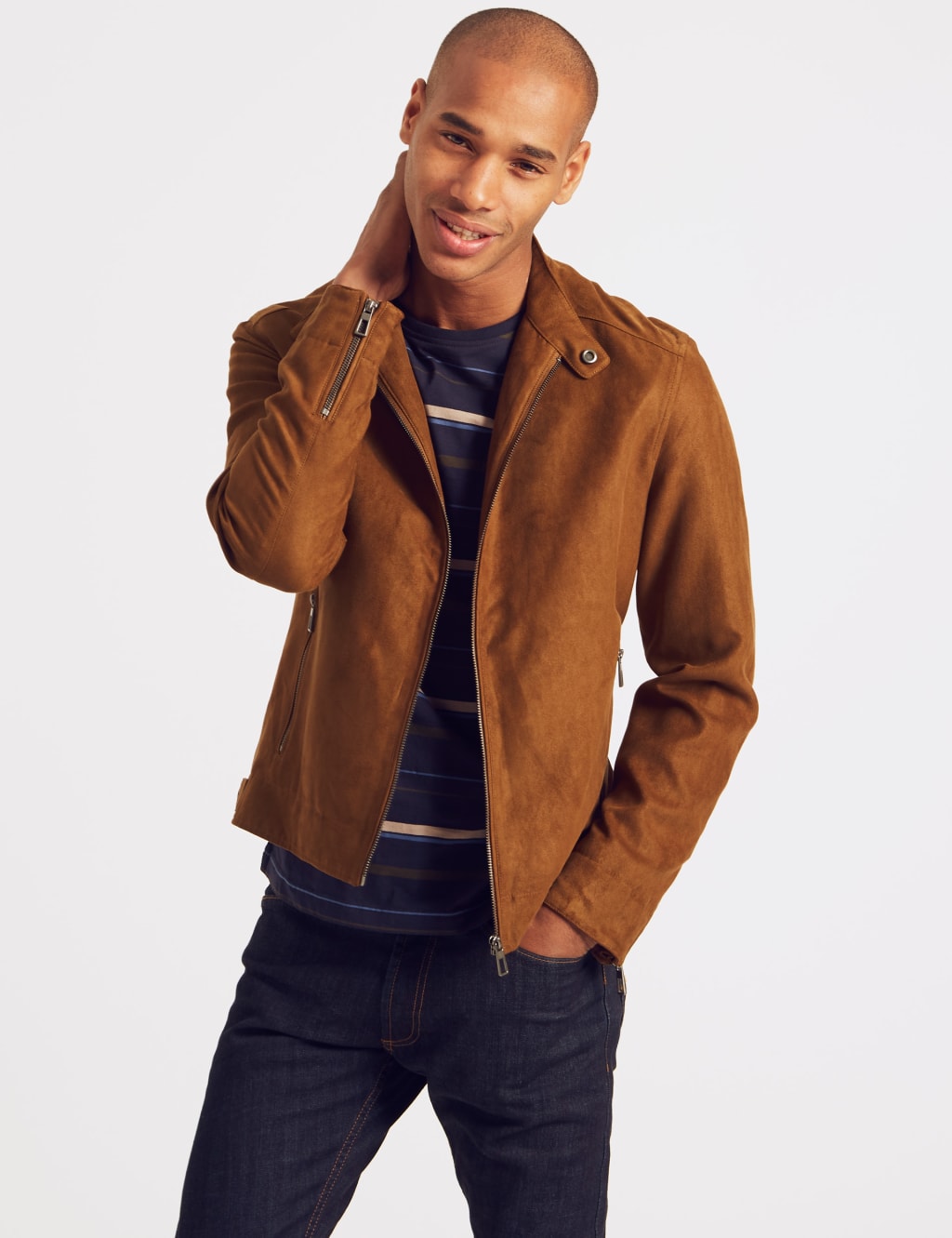 Premium faux suede biker jacket online