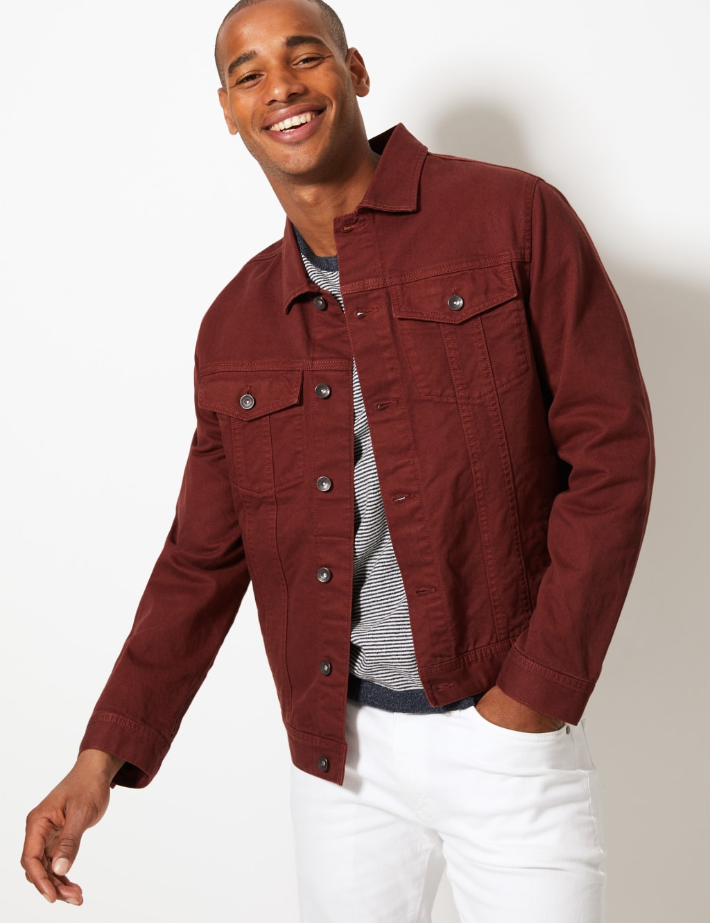 Pure Cotton Denim Jacket M S Collection M S