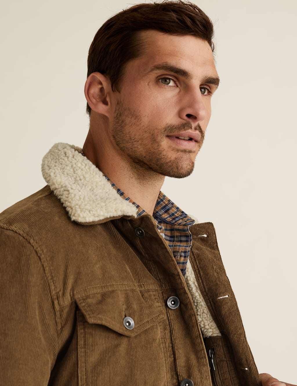 Cotton Borg Lined Cord Trucker Jacket 3 of 5