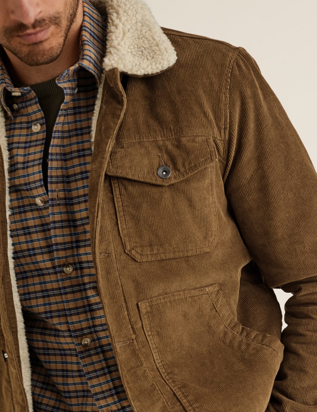 Cotton Borg Lined Cord Trucker Jacket 4 of 5