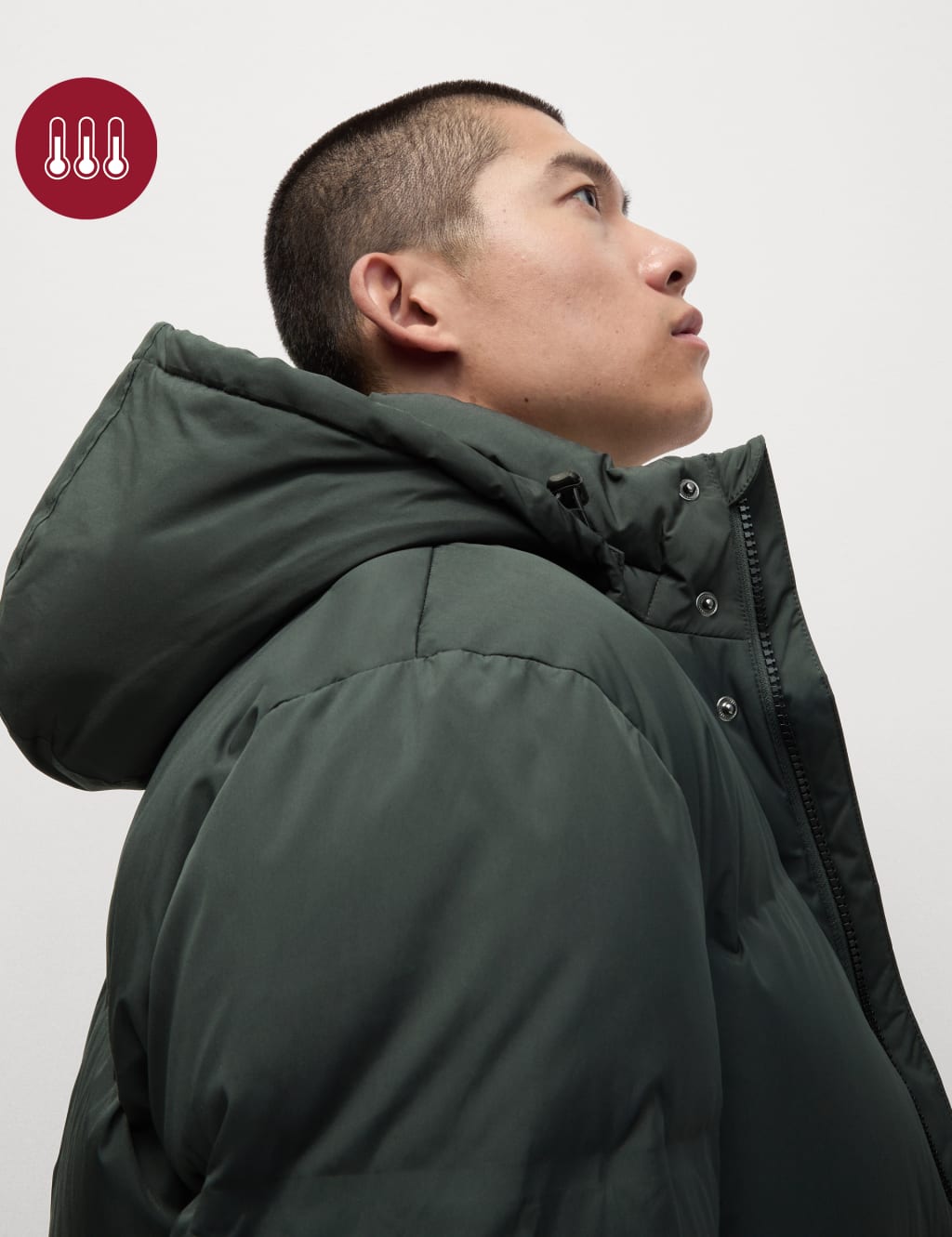 Feather and Down Hooded Puffer Jacket with Stormwear