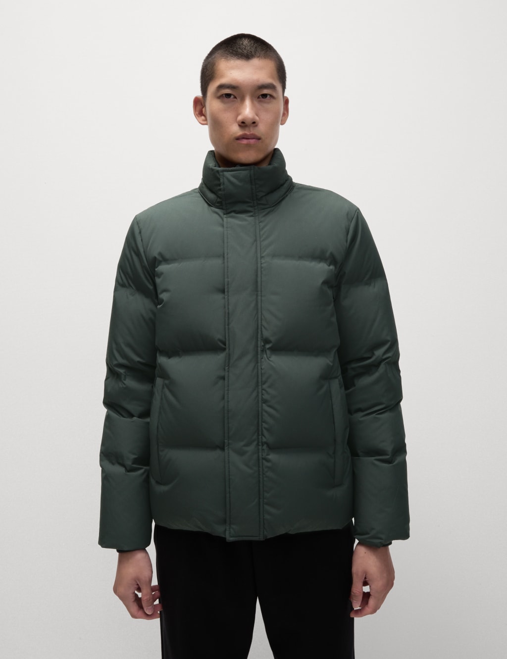 Feather and Down Hooded Puffer Jacket with Stormwear