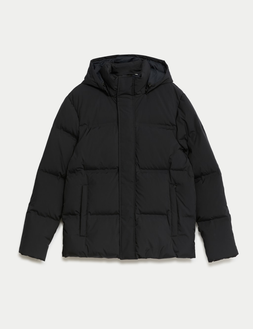 Feather and Down Padded Hooded Puffer Jacket