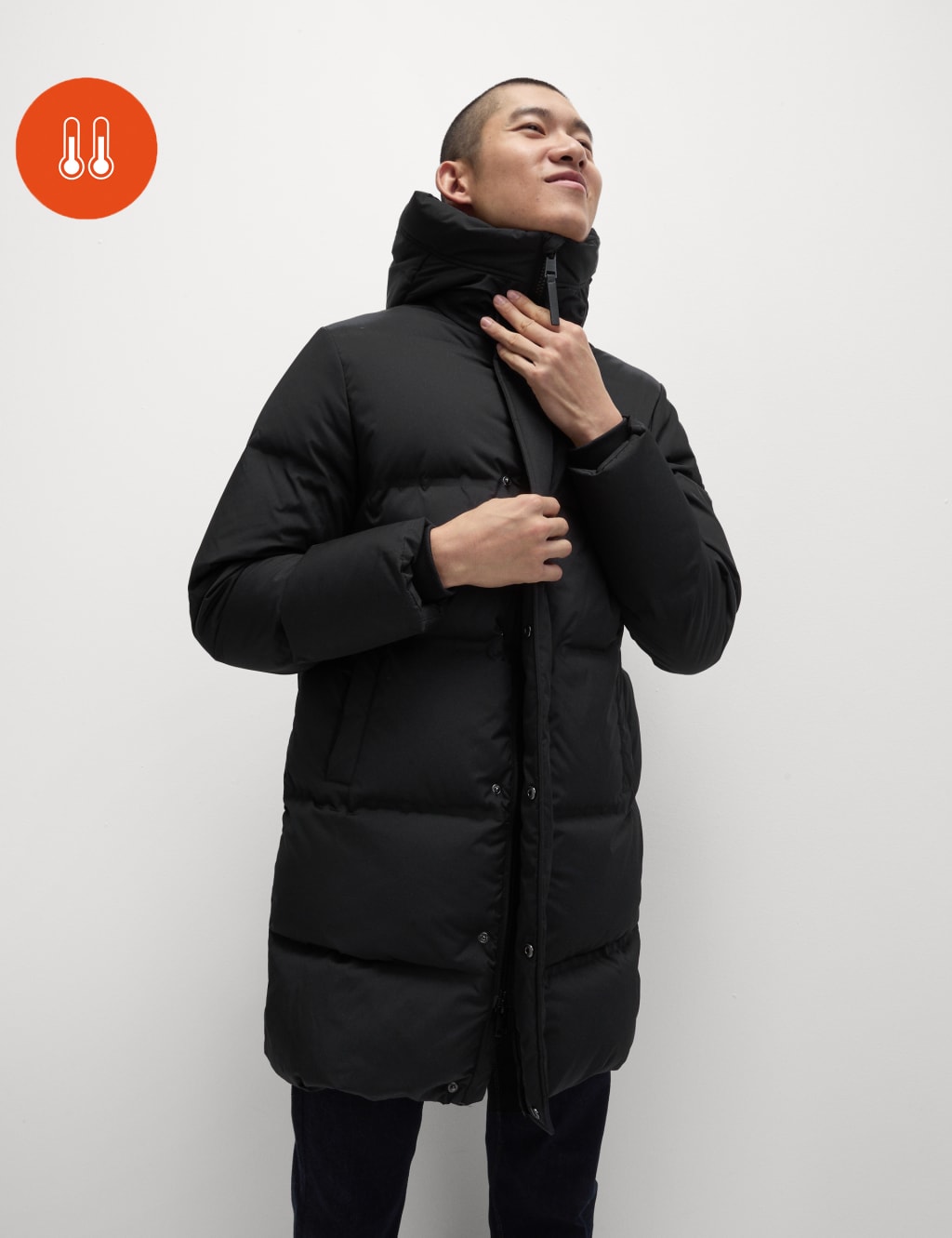 Feather and Down Hooded Puffer Jacket with Stormwear