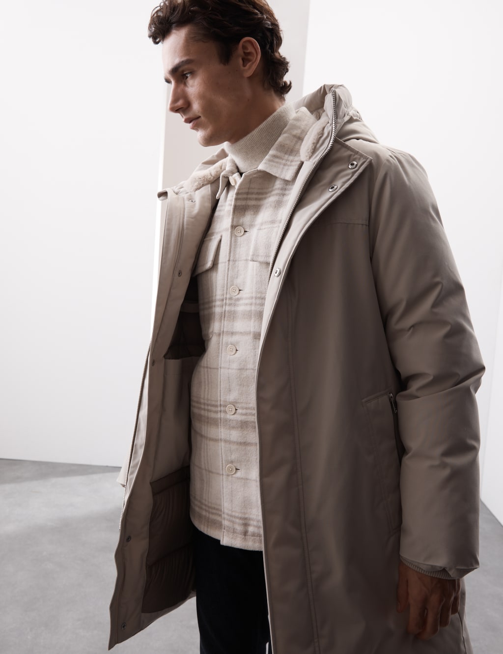 Down hooded coat online