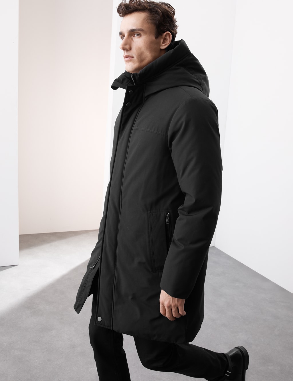 Feather and Down Hooded Puffer Jacket Autograph M S