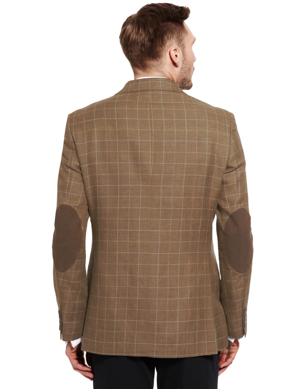 Notch Lapel 2 Button Deco Design Checked Jacket with Linen 4 of 7