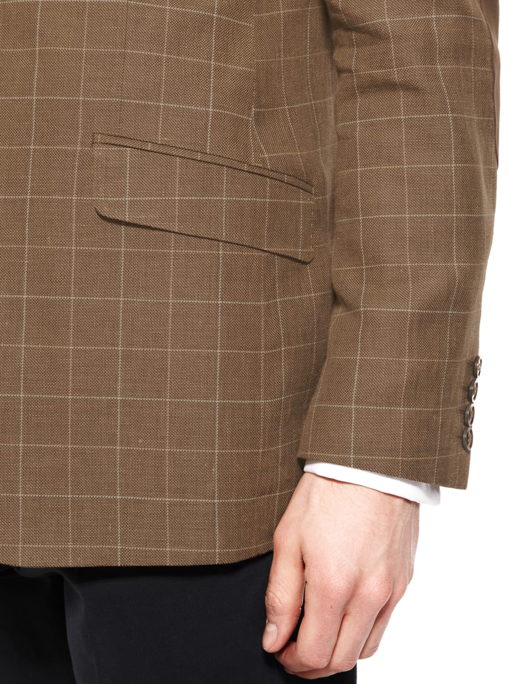 Notch Lapel 2 Button Deco Design Checked Jacket with Linen 6 of 7