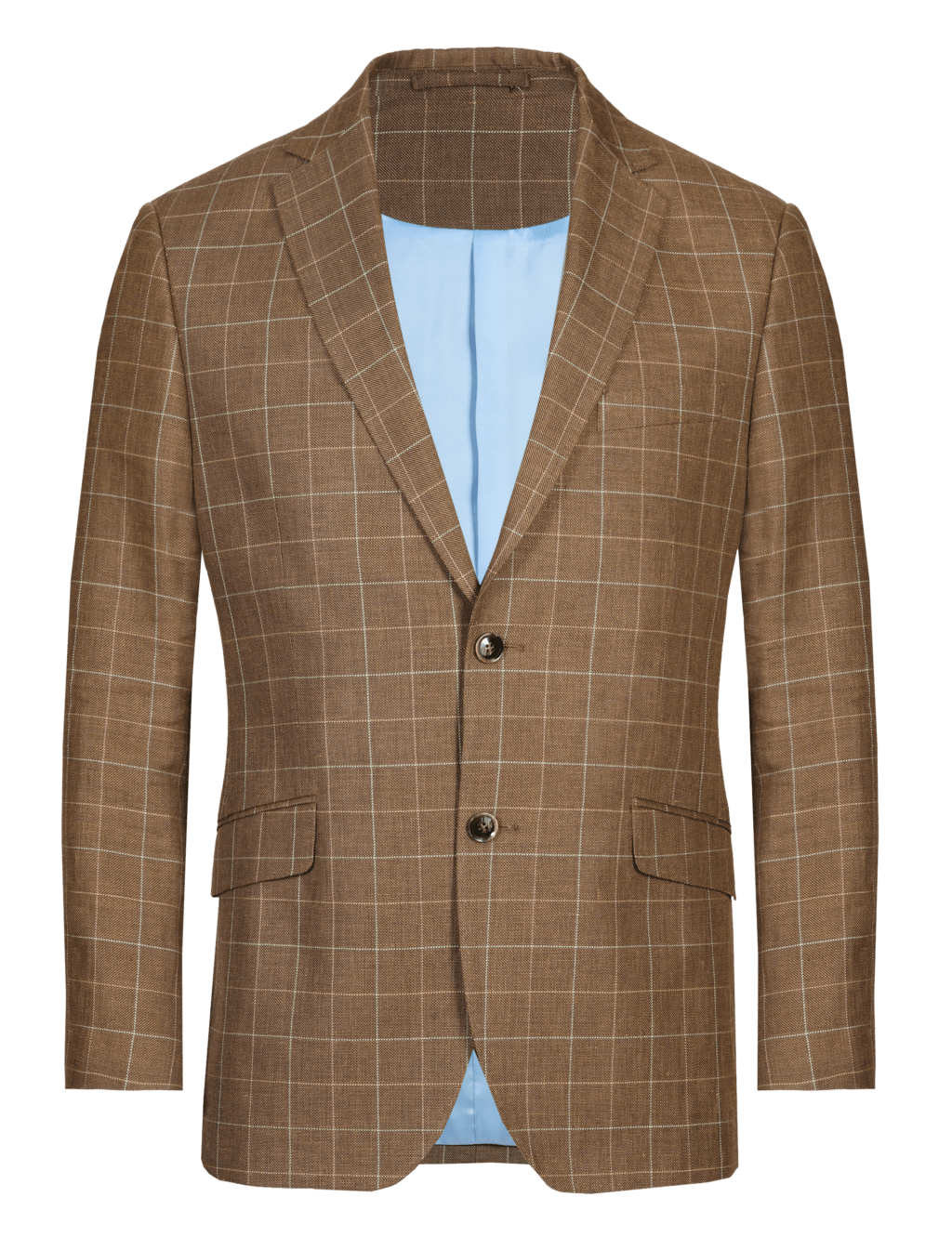 Notch Lapel 2 Button Deco Design Checked Jacket with Linen 2 of 7