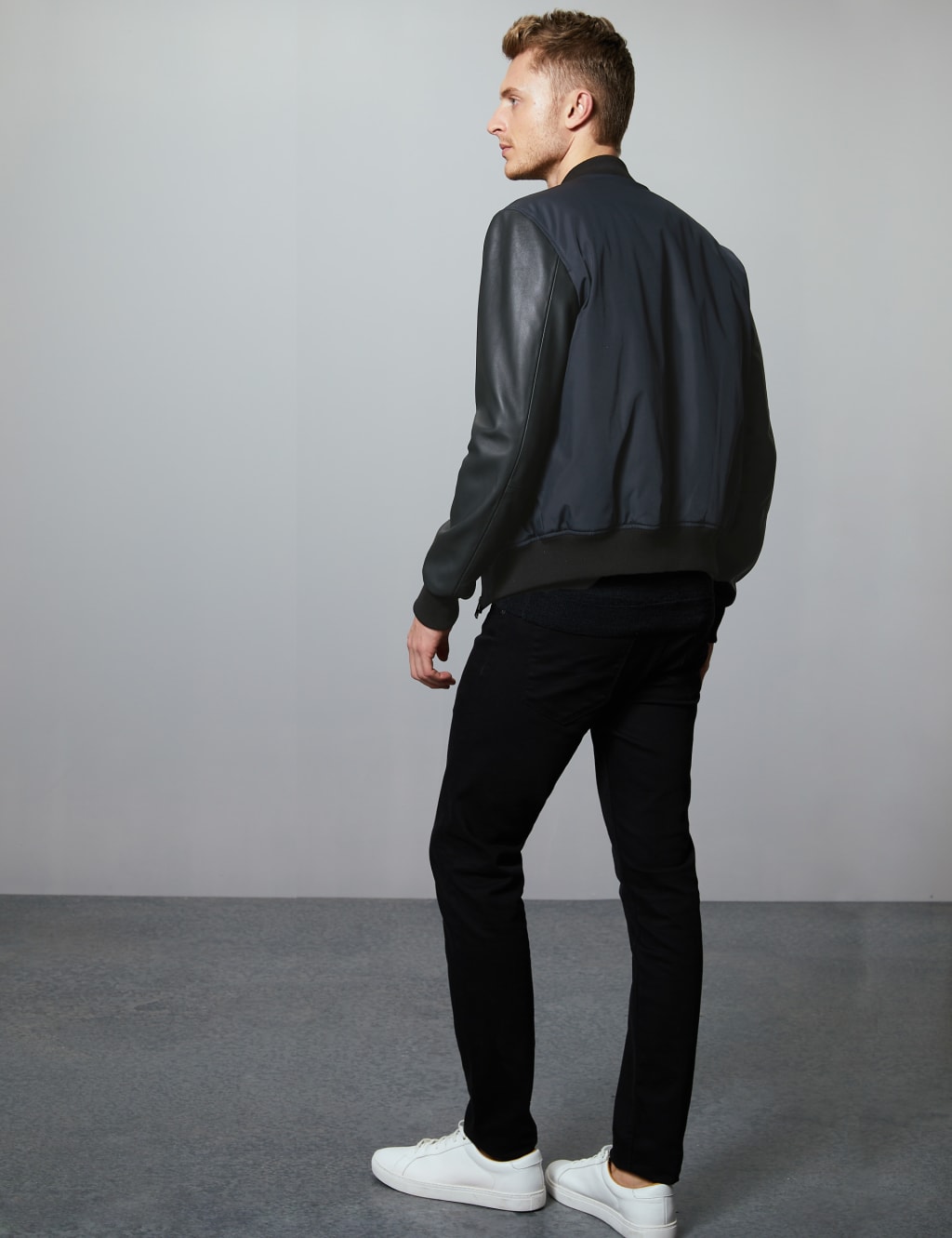 Leather Sleeve Bomber Jacket 6 of 7