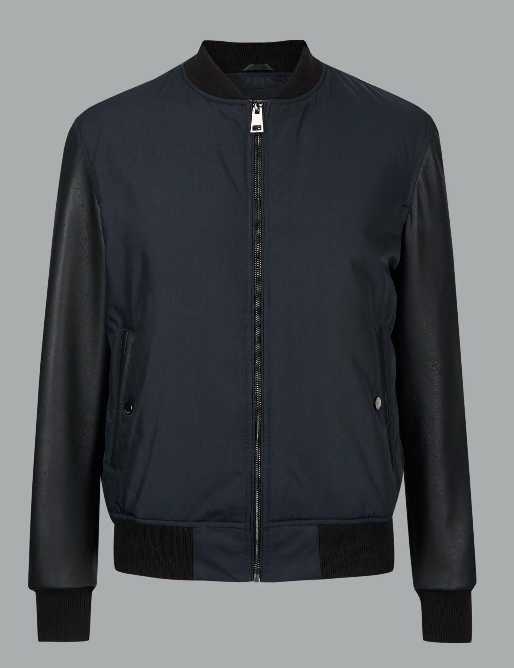 Leather Sleeve Bomber Jacket 2 of 7