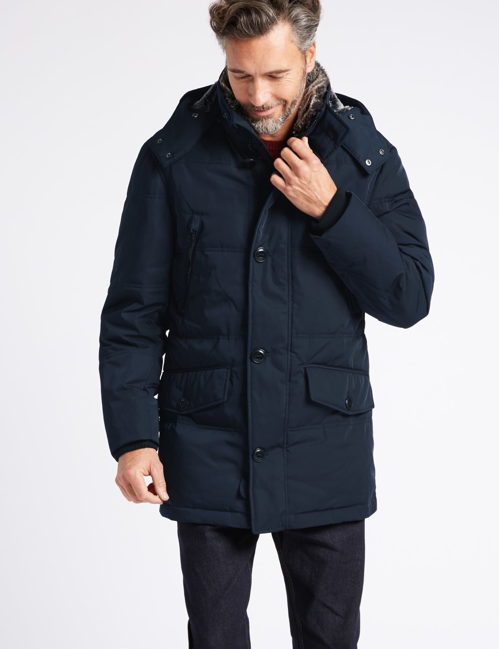 Down Feather Parka with Stormwear Blue Harbour M S
