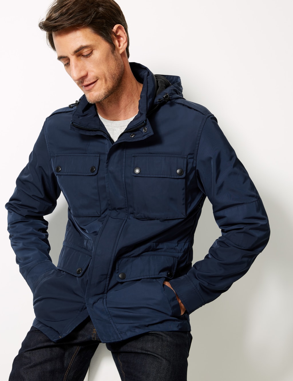Four Pocket Jacket with Stormwear Blue Harbour M S