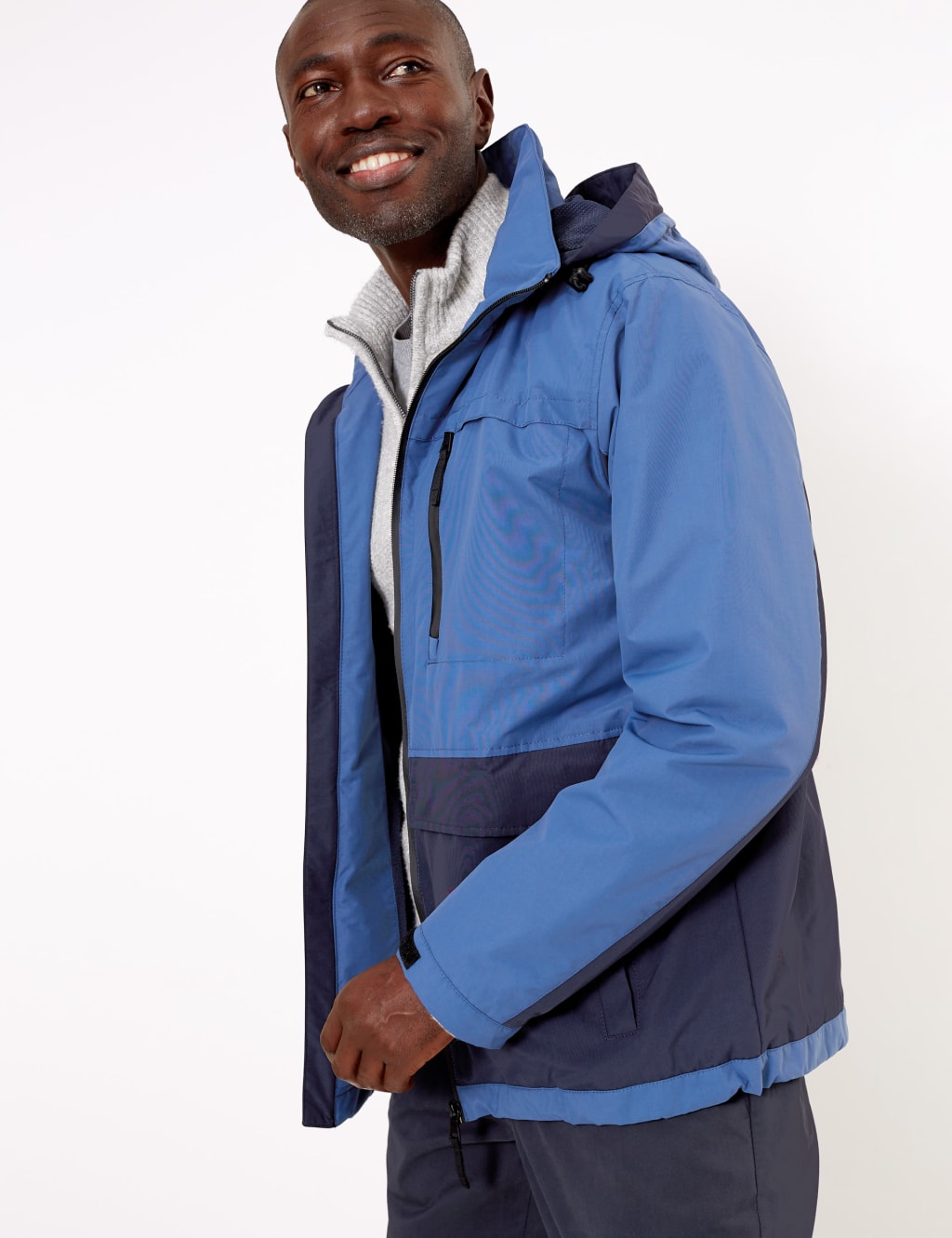 Colour Block Jacket with Stormwear Blue Harbour M S