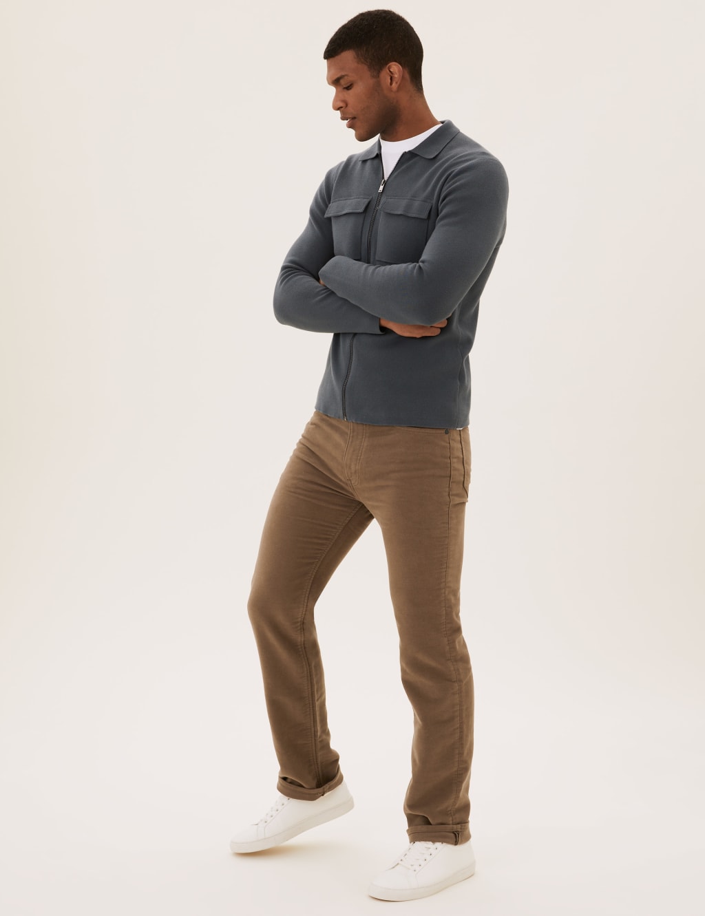 Pure Cotton Regular Fit Italian Moleskin Trousers 6 of 6
