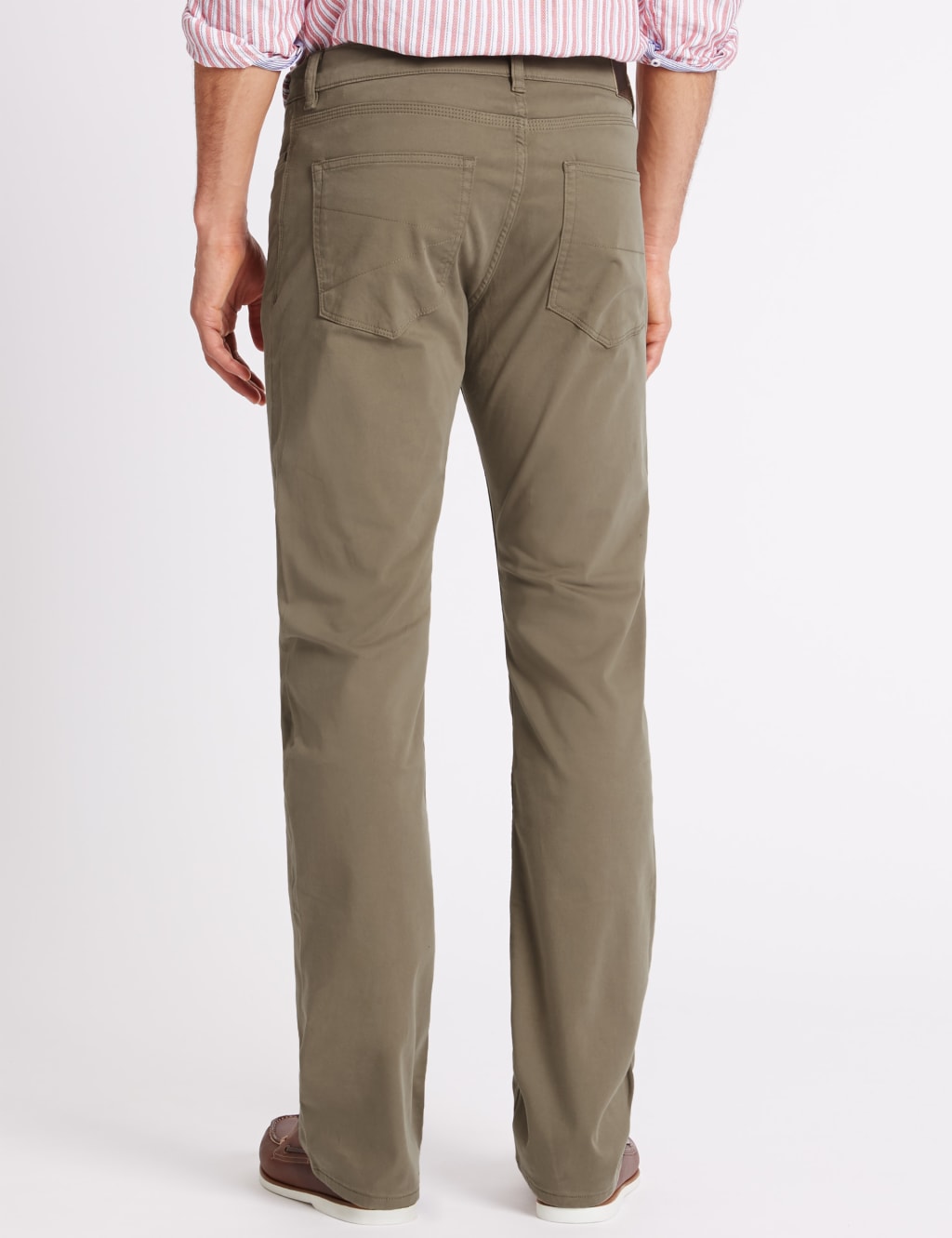 Straight Fit Cotton Rich Trousers with Stretch 3 of 3