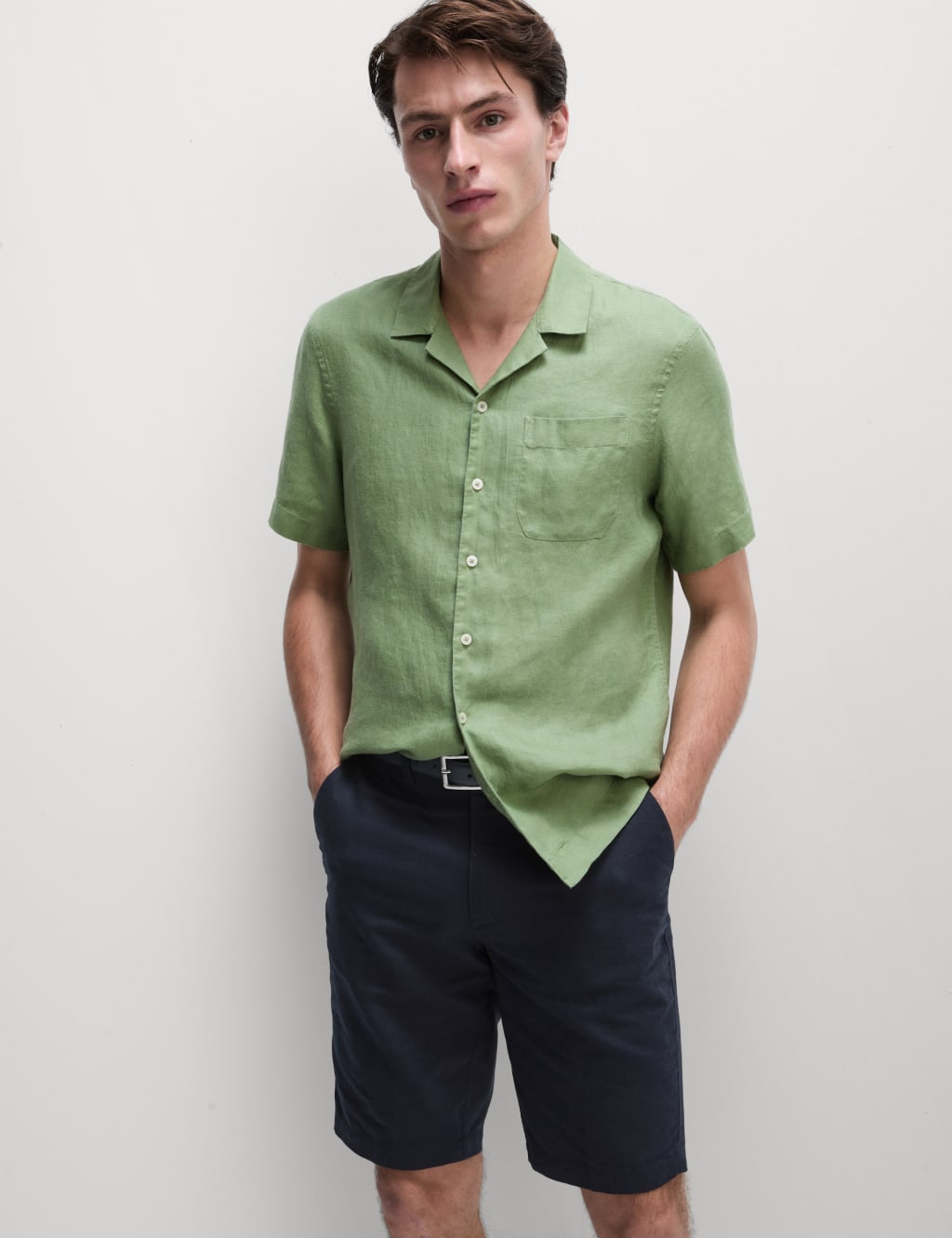 Regular Fit Linen Blend Chino Shorts 1 of 5