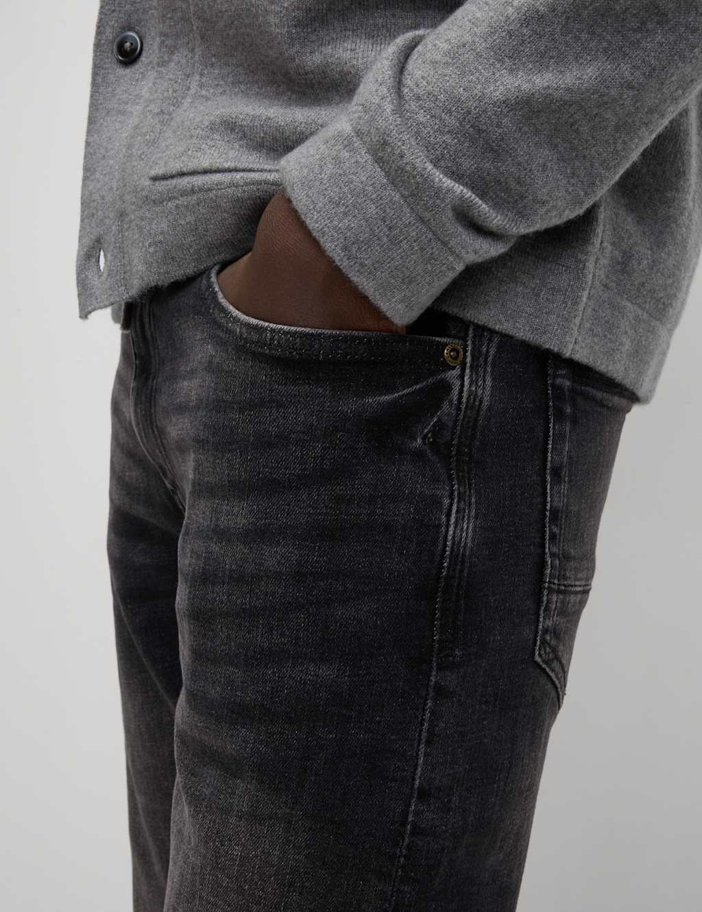 Slim Fit Vintage Wash Crosshatch Jeans 3 of 6
