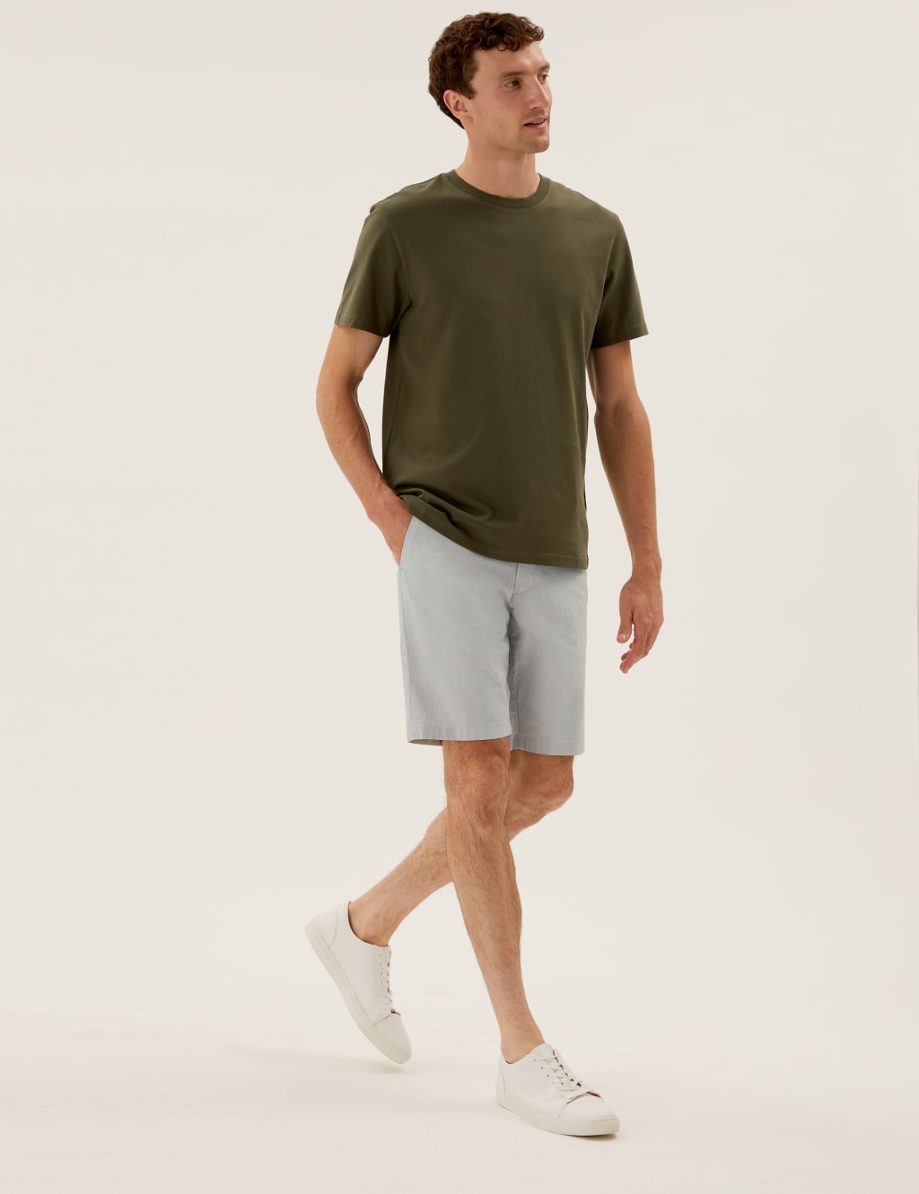 Belted Striped Chino Shorts M S Collection M S