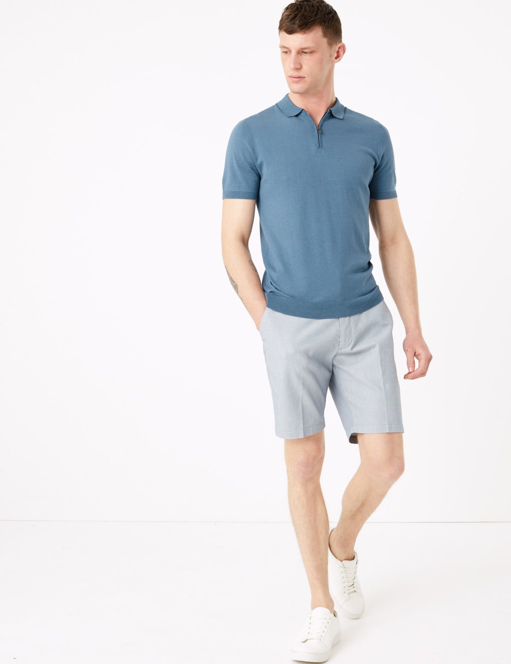 Stretch Textured Chino Shorts M S Collection M S