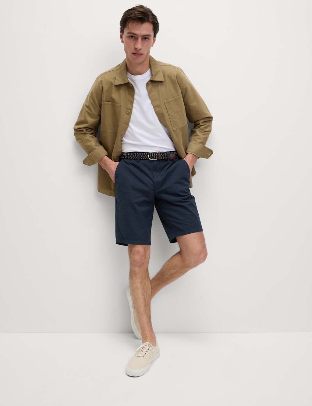 Pure Cotton Checked Belted Chino Shorts 6 of 9