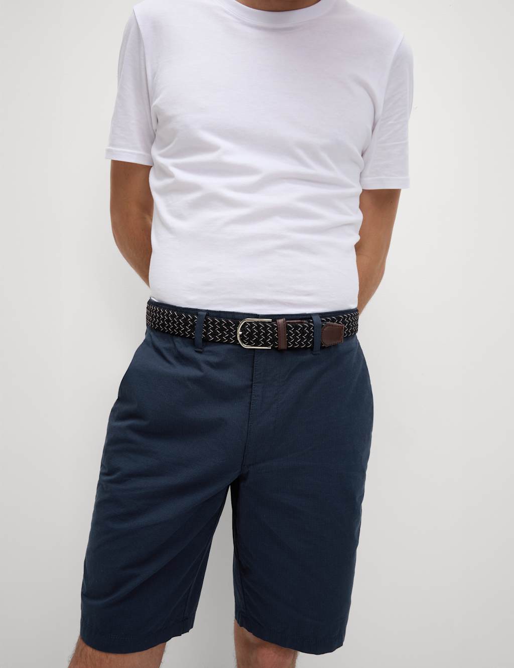 Pure Cotton Checked Belted Chino Shorts 7 of 9