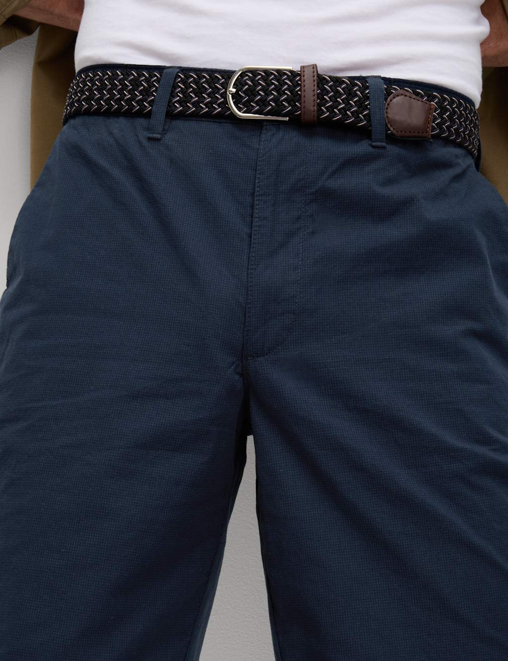 Pure Cotton Checked Belted Chino Shorts 8 of 9