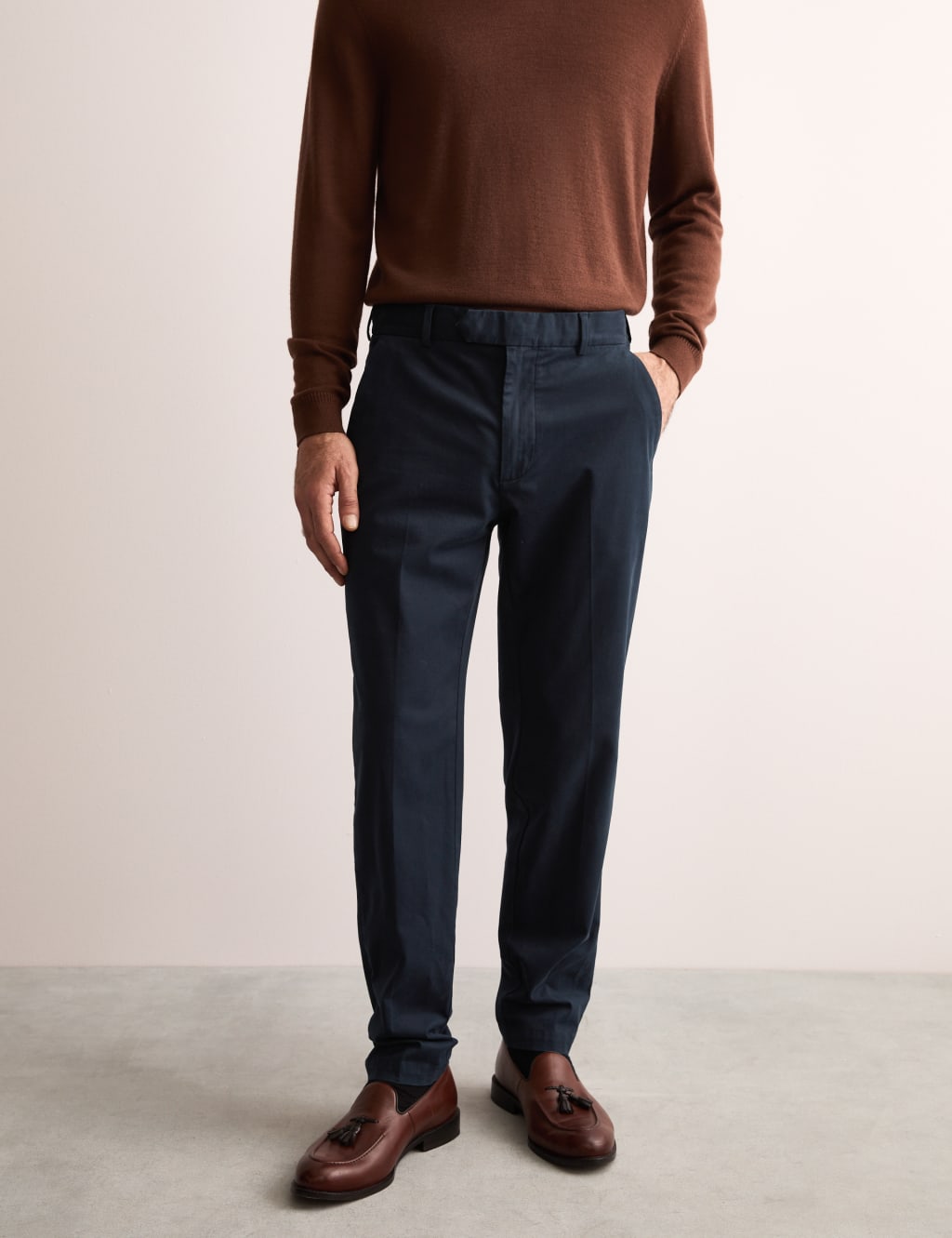 Tapered Fit Italian Flat Front Chinos 6 of 8