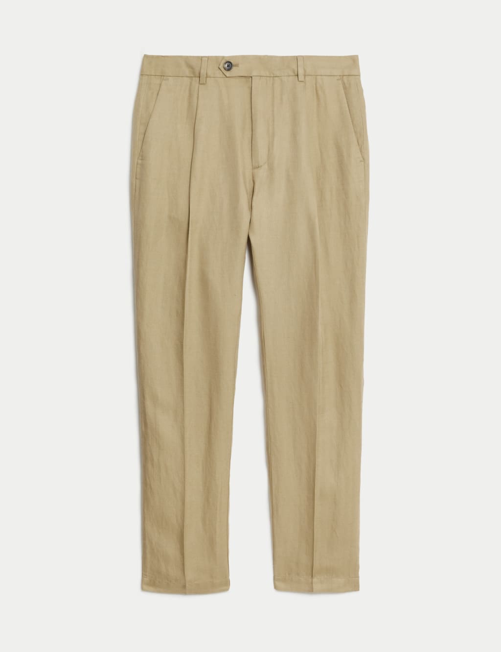 Tapered Fit Linen Blend Single Pleat Trousers 1 of 2